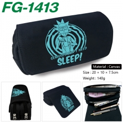 Rick and Morty Anime Multi-Function Double Zipper Canvas Cosmetic Bag Pen Case 20x10x7.5cm
