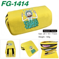 Rick and Morty Anime Multi-Function Double Zipper Canvas Cosmetic Bag Pen Case 20x10x7.5cm