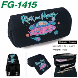 Rick and Morty Anime Multi-Function Double Zipper Canvas Cosmetic Bag Pen Case 20x10x7.5cm