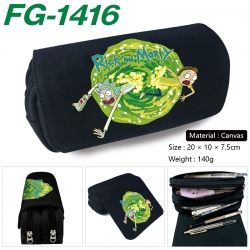 Rick and Morty Anime Multi-Function Double Zipper Canvas Cosmetic Bag Pen Case 20x10x7.5cm