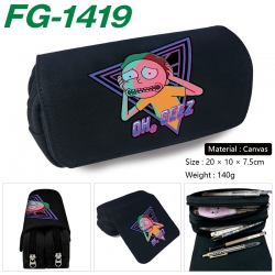 Rick and Morty Anime Multi-Function Double Zipper Canvas Cosmetic Bag Pen Case 20x10x7.5cm