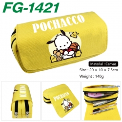 Sanrio Anime Multi-Function Double Zipper Canvas Cosmetic Bag Pen Case 20x10x7.5cm
