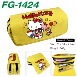 Sanrio Anime Multi-Function Double Zipper Canvas Cosmetic Bag Pen Case 20x10x7.5cm