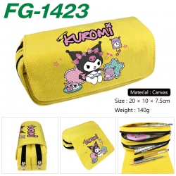 Sanrio Anime Multi-Function Double Zipper Canvas Cosmetic Bag Pen Case 20x10x7.5cm