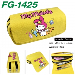 Sanrio Anime Multi-Function Double Zipper Canvas Cosmetic Bag Pen Case 20x10x7.5cm
