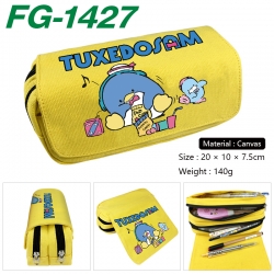 Sanrio Anime Multi-Function Double Zipper Canvas Cosmetic Bag Pen Case 20x10x7.5cm