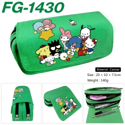 Sanrio Anime Multi-Function Double Zipper Canvas Cosmetic Bag Pen Case 20x10x7.5cm
