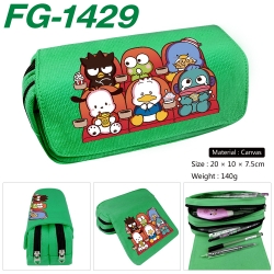 Sanrio Anime Multi-Function Double Zipper Canvas Cosmetic Bag Pen Case 20x10x7.5cm