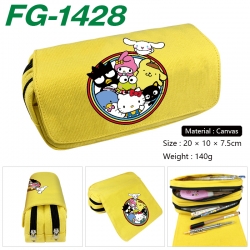Sanrio Anime Multi-Function Double Zipper Canvas Cosmetic Bag Pen Case 20x10x7.5cm