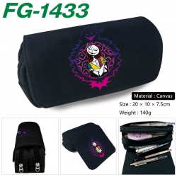 The Nightmare Before Christmas Anime Multi-Function Double Zipper Canvas Cosmetic Bag Pen Case 20x10x7.5cm