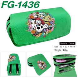 The Nightmare Before Christmas Anime Multi-Function Double Zipper Canvas Cosmetic Bag Pen Case 20x10x7.5cm
