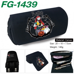 The Nightmare Before Christmas Anime Multi-Function Double Zipper Canvas Cosmetic Bag Pen Case 20x10x7.5cm