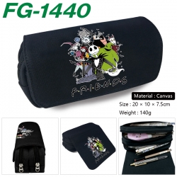 The Nightmare Before Christmas Anime Multi-Function Double Zipper Canvas Cosmetic Bag Pen Case 20x10x7.5cm