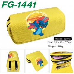 Lilo & Stitch Anime Multi-Function Double Zipper Canvas Cosmetic Bag Pen Case 20x10x7.5cm