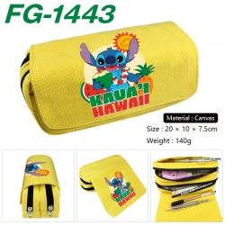 Lilo & Stitch Anime Multi-Function Double Zipper Canvas Cosmetic Bag Pen Case 20x10x7.5cm