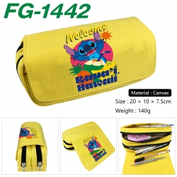 Lilo & Stitch Anime Multi-Function Double Zipper Canvas Cosmetic Bag Pen Case 20x10x7.5cm