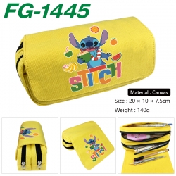 Lilo & Stitch Anime Multi-Function Double Zipper Canvas Cosmetic Bag Pen Case 20x10x7.5cm