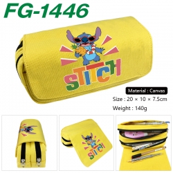 Lilo & Stitch Anime Multi-Function Double Zipper Canvas Cosmetic Bag Pen Case 20x10x7.5cm