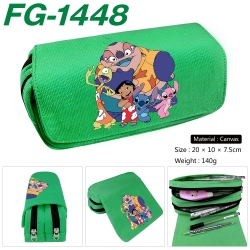 Lilo & Stitch Anime Multi-Function Double Zipper Canvas Cosmetic Bag Pen Case 20x10x7.5cm