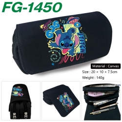 Lilo & Stitch Anime Multi-Function Double Zipper Canvas Cosmetic Bag Pen Case 20x10x7.5cm