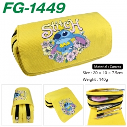 Lilo & Stitch Anime Multi-Function Double Zipper Canvas Cosmetic Bag Pen Case 20x10x7.5cm