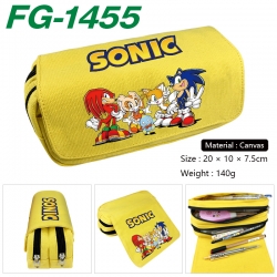 Sonic The Hedgehog Anime Multi-Function Double Zipper Canvas Cosmetic Bag Pen Case 20x10x7.5cm