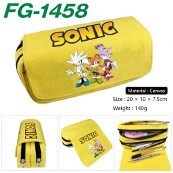 Sonic The Hedgehog Anime Multi-Function Double Zipper Canvas Cosmetic Bag Pen Case 20x10x7.5cm