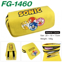 Sonic The Hedgehog Anime Multi-Function Double Zipper Canvas Cosmetic Bag Pen Case 20x10x7.5cm
