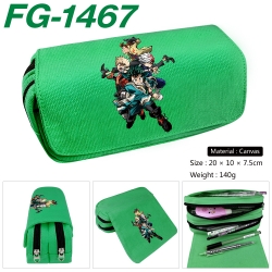 My Hero Academia Anime Multi-Function Double Zipper Canvas Cosmetic Bag Pen Case 20x10x7.5cm