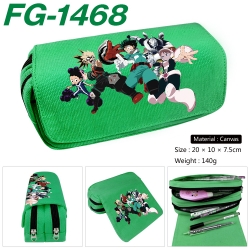 My Hero Academia Anime Multi-Function Double Zipper Canvas Cosmetic Bag Pen Case 20x10x7.5cm