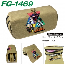 My Hero Academia Anime Multi-Function Double Zipper Canvas Cosmetic Bag Pen Case 20x10x7.5cm