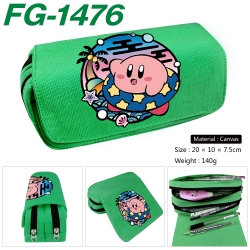 Kirby Anime Multi-Function Double Zipper Canvas Cosmetic Bag Pen Case 20x10x7.5cm