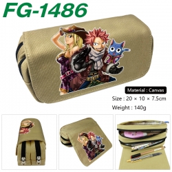 Fairy tail Anime Multi-Function Double Zipper Canvas Cosmetic Bag Pen Case 20x10x7.5cm