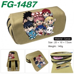 Fairy tail Anime Multi-Function Double Zipper Canvas Cosmetic Bag Pen Case 20x10x7.5cm
