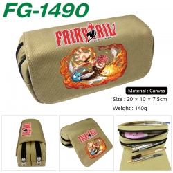 Fairy tail Anime Multi-Function Double Zipper Canvas Cosmetic Bag Pen Case 20x10x7.5cm
