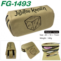 Jujutsu Kaisen Anime Multi-Function Double Zipper Canvas Cosmetic Bag Pen Case 20x10x7.5cm