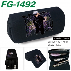Jujutsu Kaisen Anime Multi-Function Double Zipper Canvas Cosmetic Bag Pen Case 20x10x7.5cm