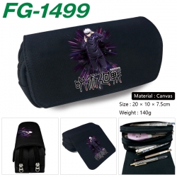 Jujutsu Kaisen Anime Multi-Function Double Zipper Canvas Cosmetic Bag Pen Case 20x10x7.5cm