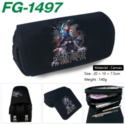 Jujutsu Kaisen Anime Multi-Function Double Zipper Canvas Cosmetic Bag Pen Case 20x10x7.5cm