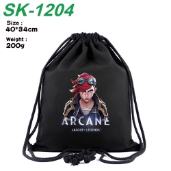 Arcane：League of Legends Anime Coloring Book Drawstring Backpack 40X34cm 200g