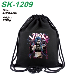 Arcane：League of Legends Anime Coloring Book Drawstring Backpack 40X34cm 200g