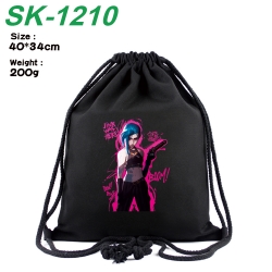 Arcane：League of Legends Anime Coloring Book Drawstring Backpack 40X34cm 200g