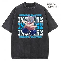 Demon Slayer Kimets Anime peripheral pure cotton washed and worn T-shirt from S to 2XL