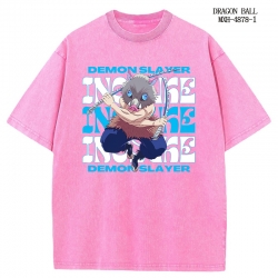 Demon Slayer Kimets Anime peripheral pure cotton washed and worn T-shirt from S to 2XL