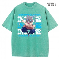 Demon Slayer Kimets Anime peripheral pure cotton washed and worn T-shirt from S to 2XL