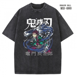 Demon Slayer Kimets Anime peripheral pure cotton washed and worn T-shirt from S to 2XL