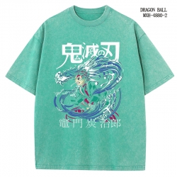 Demon Slayer Kimets Anime peripheral pure cotton washed and worn T-shirt from S to 2XL
