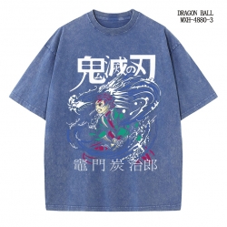 Demon Slayer Kimets Anime peripheral pure cotton washed and worn T-shirt from S to 2XL