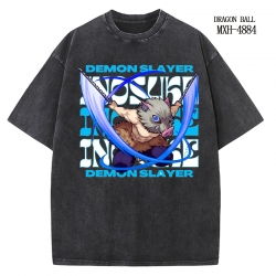 Demon Slayer Kimets Anime peripheral pure cotton washed and worn T-shirt from S to 2XL