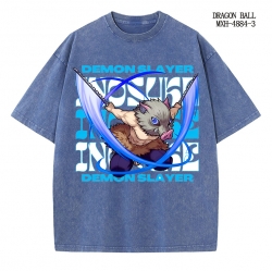 Demon Slayer Kimets Anime peripheral pure cotton washed and worn T-shirt from S to 2XL